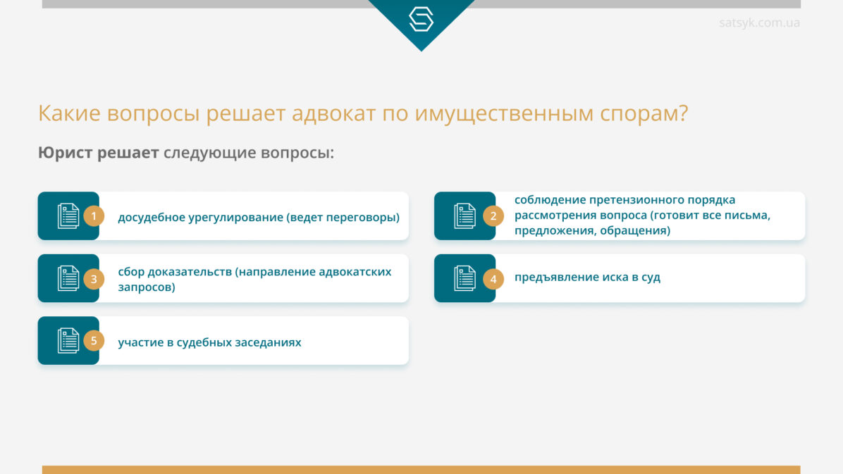 Какие вопросы решает адвокат по имущественным спорам