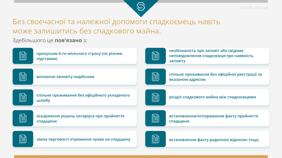 Без своєчасної та належної допомоги спадкоємець навіть може залишитись без спадкового майна