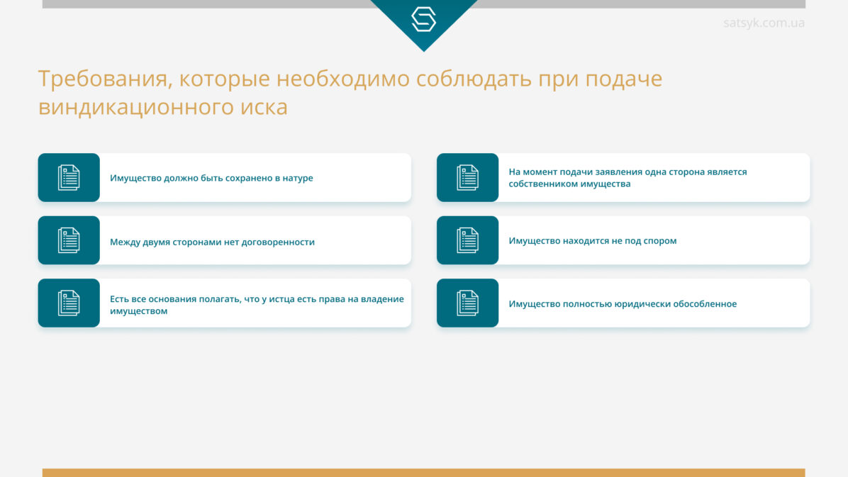 Требования, которые необходимо соблюдать при подаче виндикационного иска