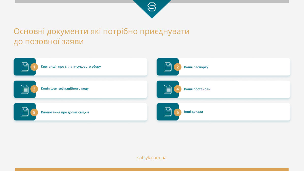 Основні документи які потрібно приєднувати до позовної заяви